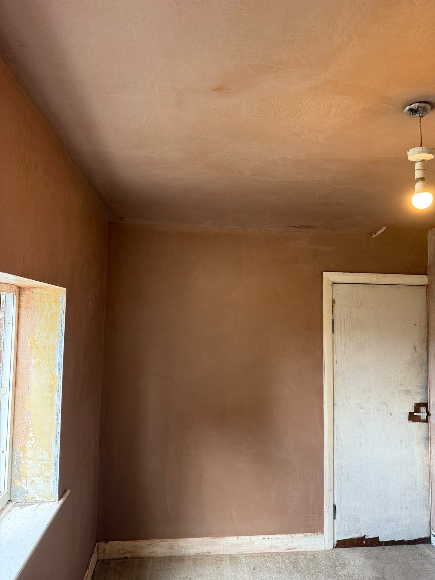 Freshly plastered bedroom